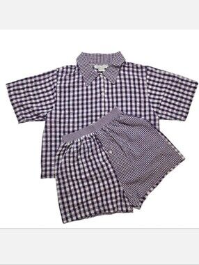 Willow Creek Pajamas Shirt & Shorts Loungewear Sleep Set Purple White Size Small